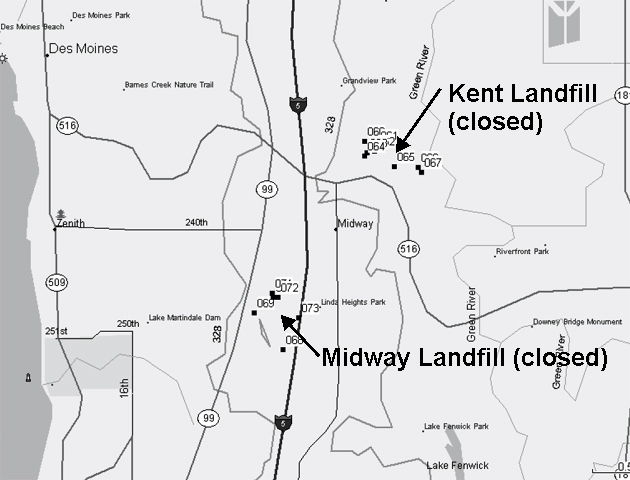 Kent and Midway Landfill - map