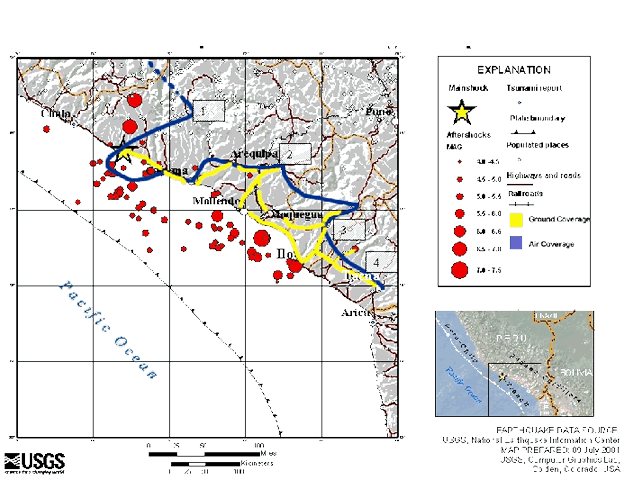 map: Flight course of the July 8 reconnaissance flight